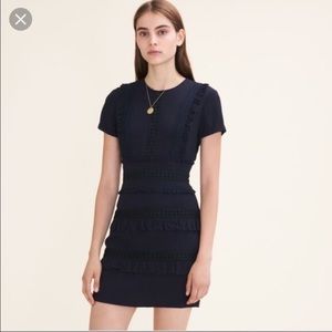 Maje Ruya Navy frill dress 3